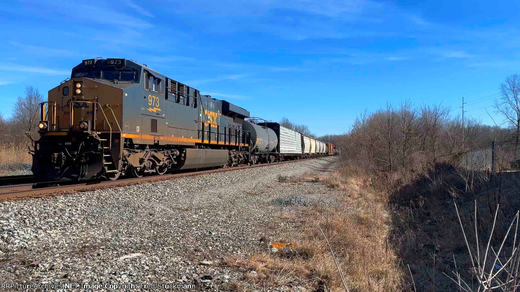 CSX 973 leads M369 west on 2.